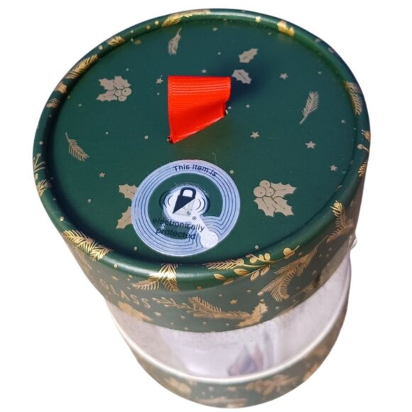 Stemless Wine Glass Christmas With Festive Green Wreath & Red Bow Design In Gift - Picture 10 of 14